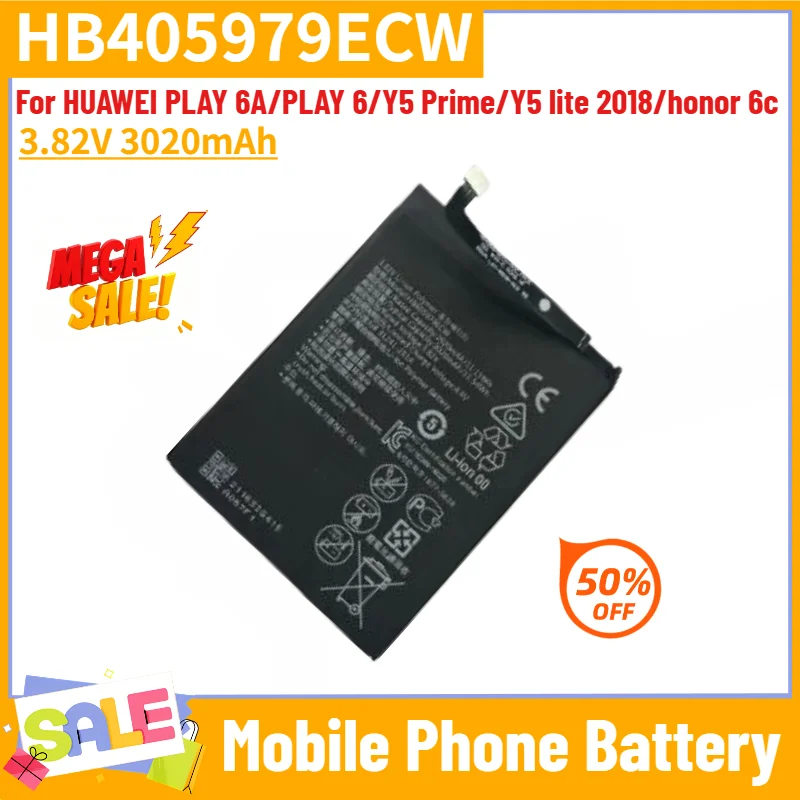 HB405979ECW Battery 3.82V 3020mAh For HUAWEI PLAY 6A/PLAY 6/Y5 Prime/Y5 lite 2018/honor 6c Mobile Phone Replacement Battery