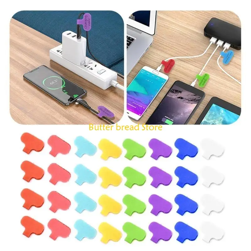 W89C Reusable Color Coded Cable Labels Writable Identification Sticker for Office