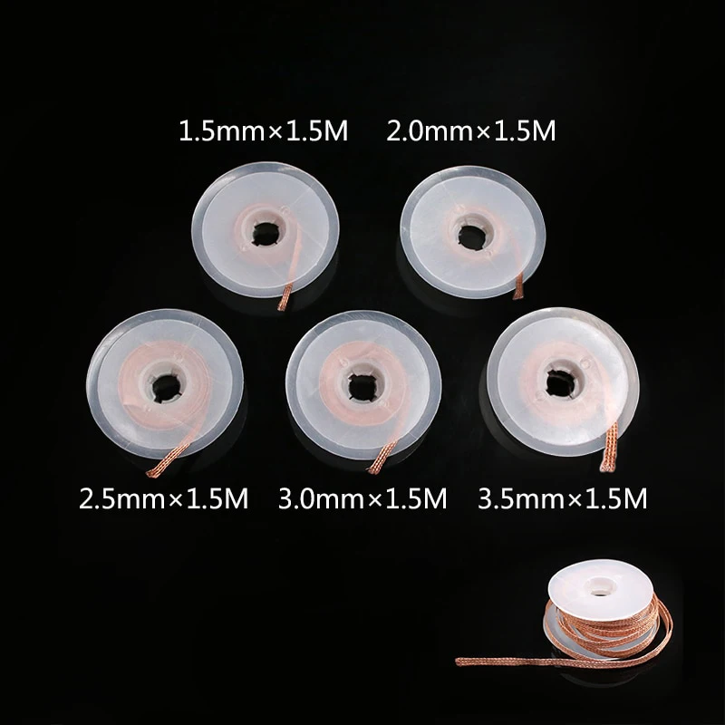 1mm-2.5mm-4mm 1.5M  3M  Desoldering Braid Solder Remover Wick Wire  Welding Tin Sucker Cable Lead Cord Flux Repair Tool AN