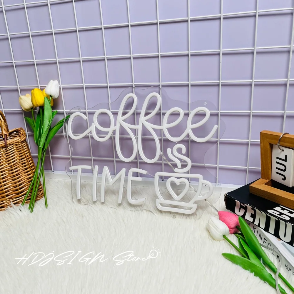 Coffee Time Neon Sign Led Light Cafe Shop Led Sign Coffee Neon Lighting Home Bar Shop Room Decor Cafe Signs Led Decoration