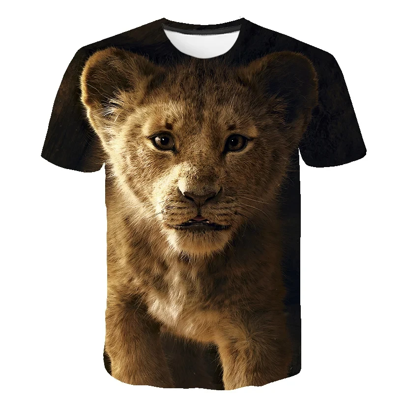 Camiseta del Rey León Simba para niños, ropa de calle de manga corta, Tops para niños y niñas, ropa transpirable de secado rápido, t-shir