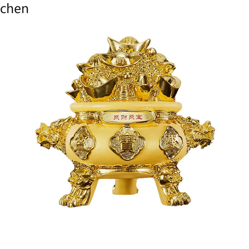 LXC Gold-Plated Treasure Bowl Ornament High-End Opening Prosperity Housewarming Gift Craft Decoration Supplies
