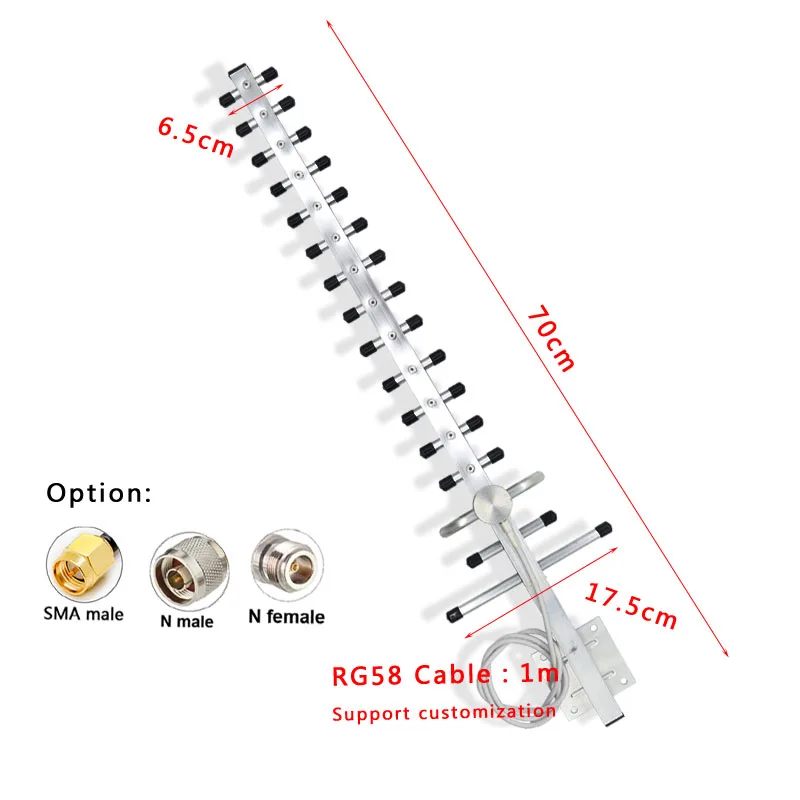 Antena Yagi direccional inalámbrica para exteriores, amplificador de señal, 698 ~ 2700MHz, 4G, LTE, 3G, GSM, 28dBi