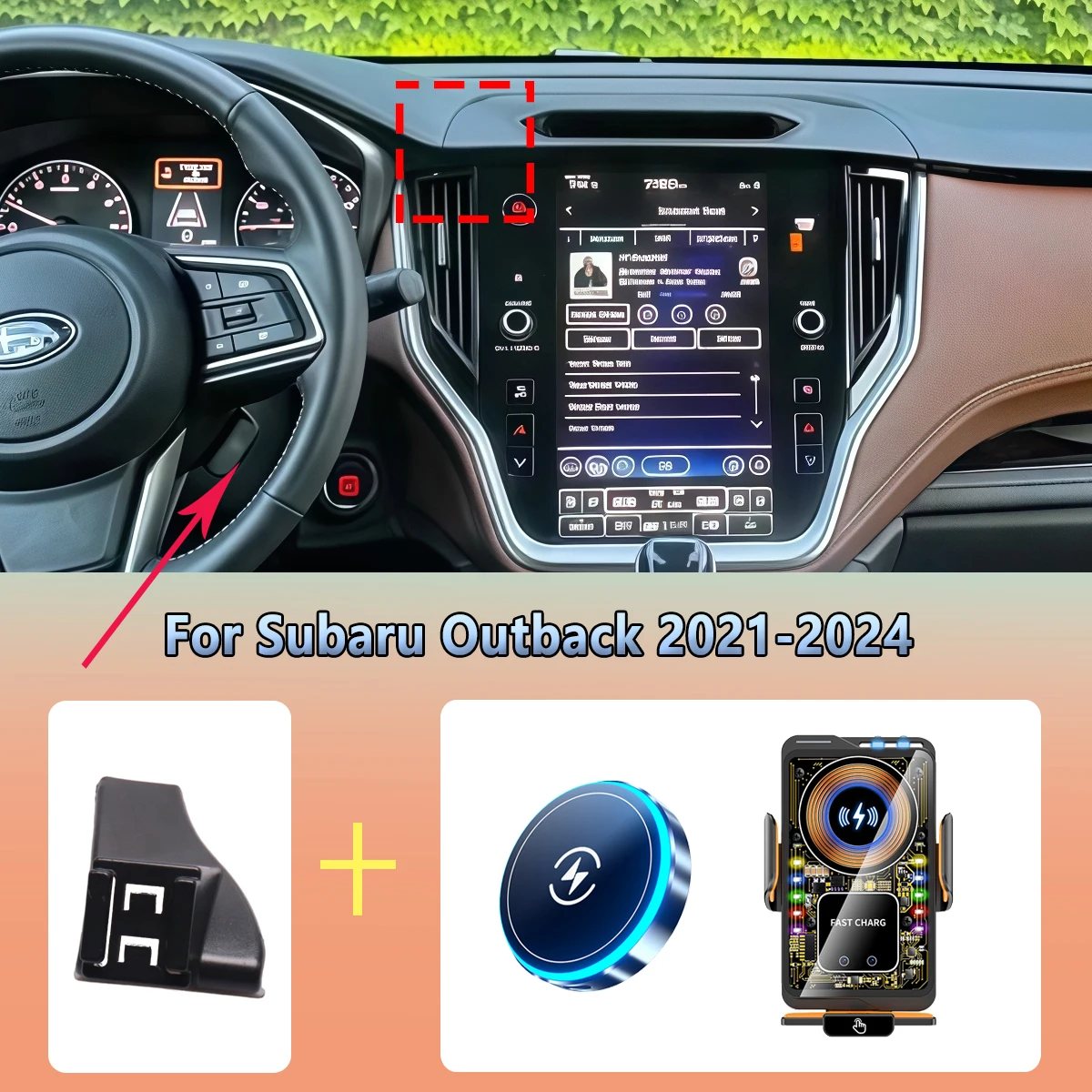 Car Phone Holder For Subaru Outback 2021 2022 2023 2024 Wireless Charger Car Phone Magnetic Mount For MagSafe Base Accessories