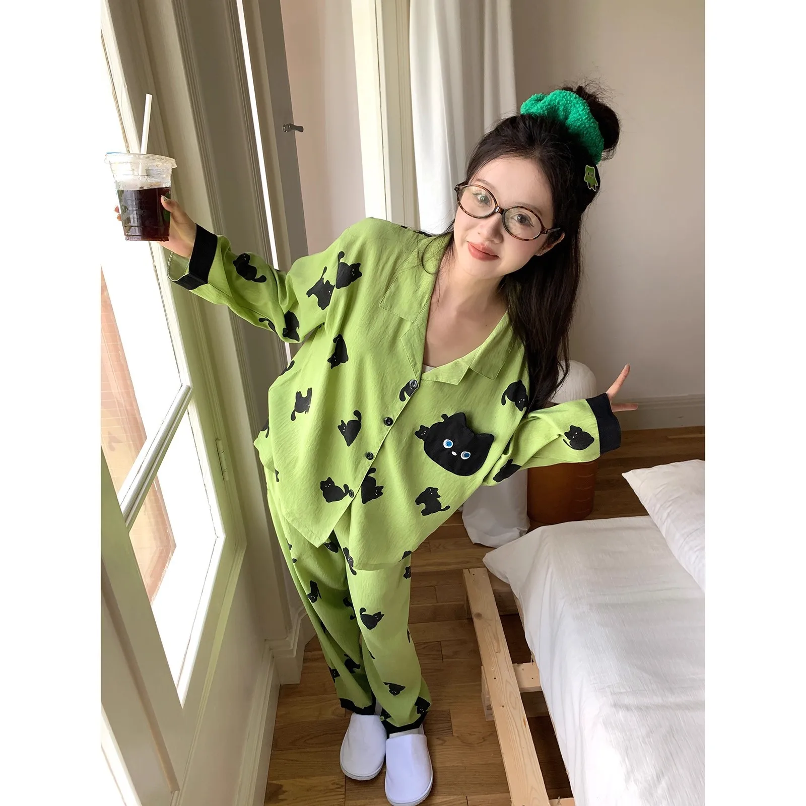 

Pjs Set Women's Pajama Set Women's Warm Winter Pajamas Fashionable Home Clothes Pajamas Cartoon Pajamas Cute and Soft Pajama Set