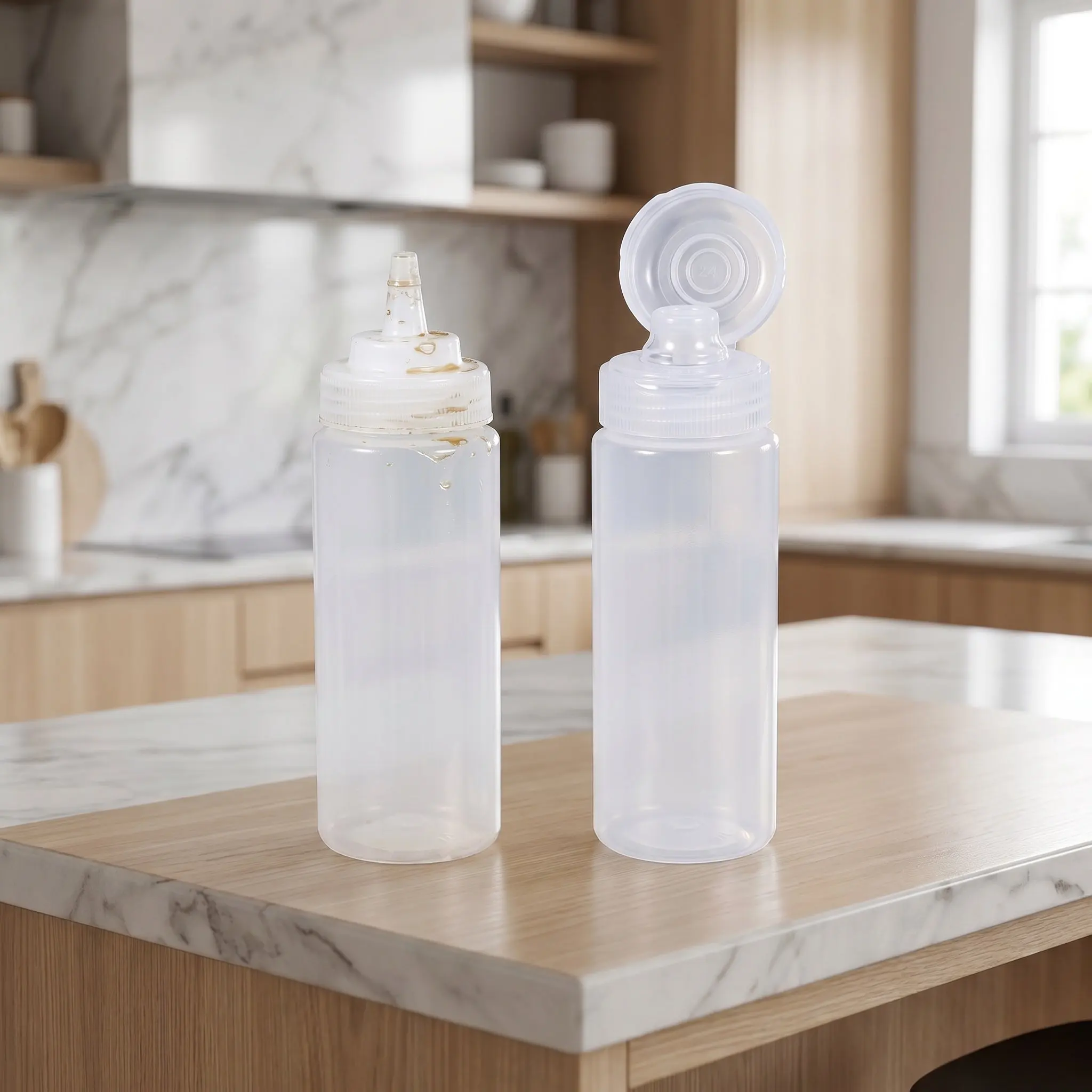 20Pcs Plastic Condiment Squeeze Bottle Caps Flip Closure Leak-Proof Replacement Lid for Oil Syrup Sauce Bottle Dispenser Spout