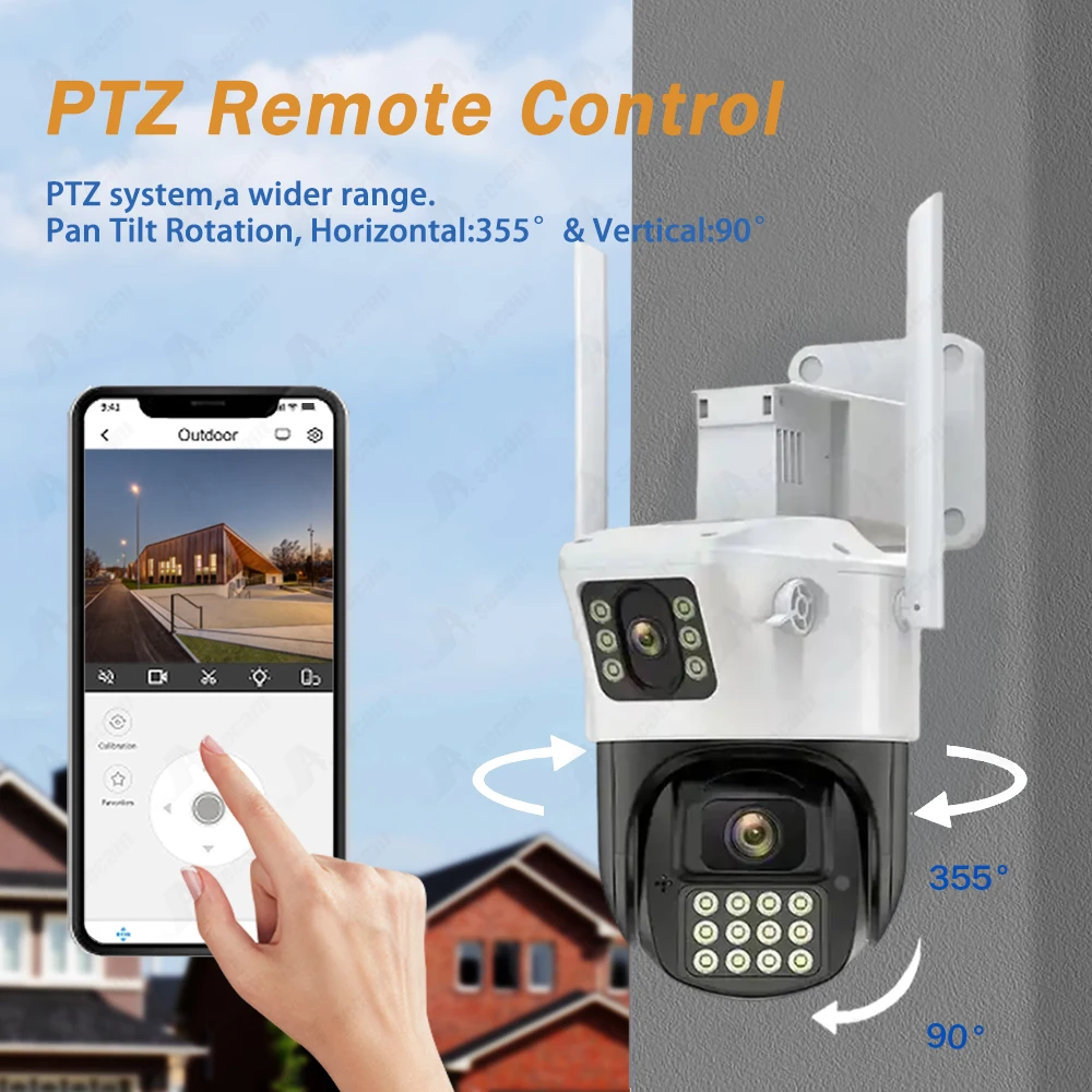 Caméra de permission Vidéo IP Wifi 4K 8MP, Dispositif de Sécurité Étanche, avec Alarme Lumineuse de Police, pour Touriste