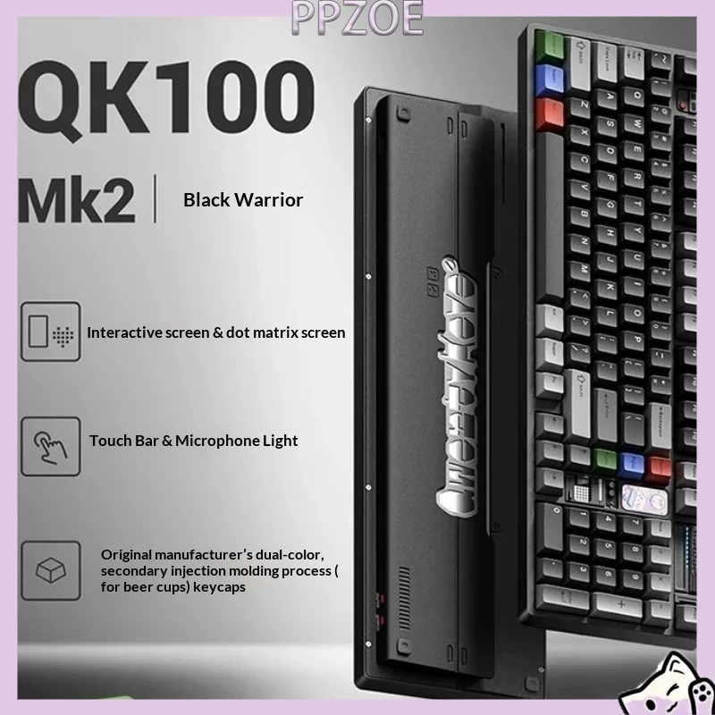 Teclado mecânico personalizado QwertyKeys QK100 Mk2, teclado sem fio com 98% de funcionalidades, teclado RGB com teclas substituíveis, ideal para escr