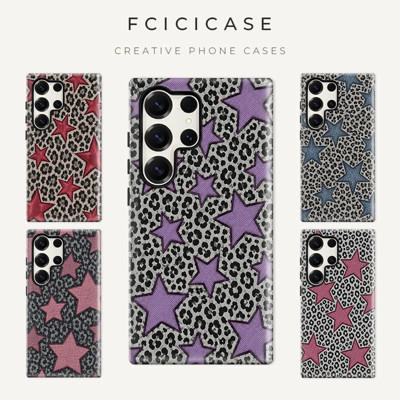 Fcicicase Leopard Pattern Case For Samsung Galaxy S26 Ultra S25 S24 S23 Plus S22 S20 FE A16 A26 A36 A56 PC +TPU Protective Cover