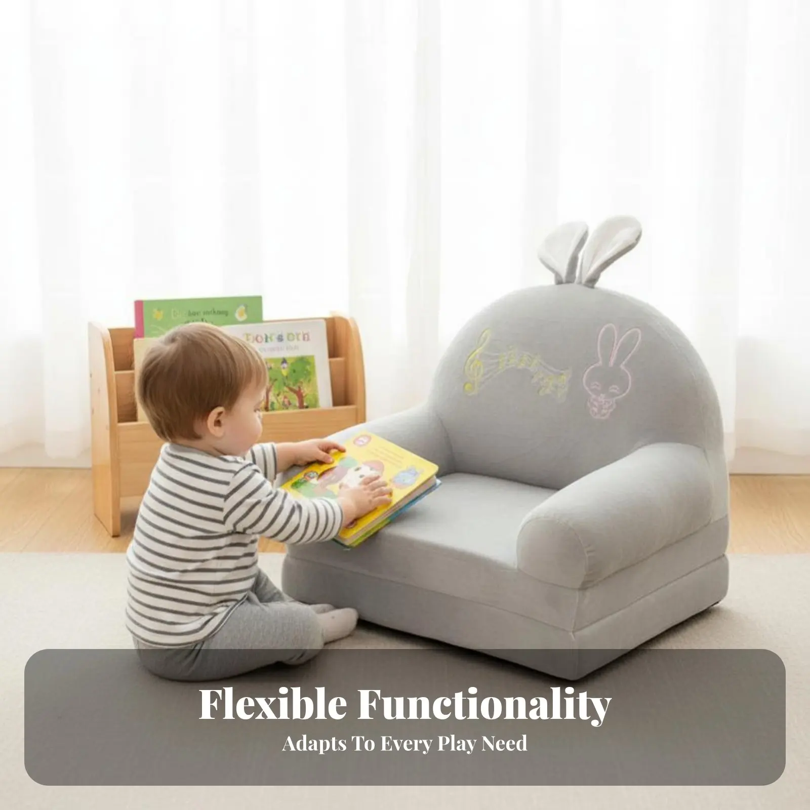 変形可能なラウンジャーチェア-折りたたみ式-拡張可能-クリーチャーソファ-子供に安全な留め具-洗濯機で洗えるカバー-幼児向け