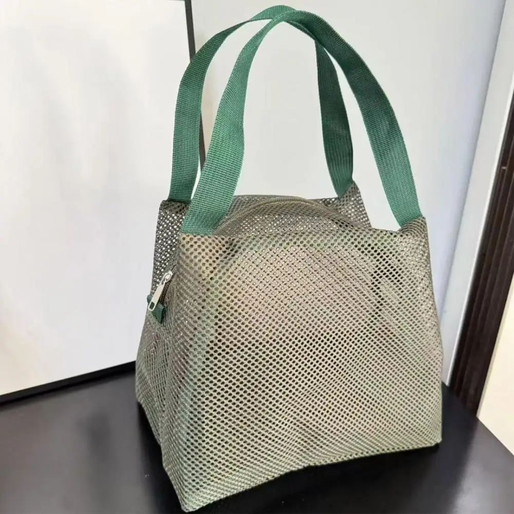 Aufbewahrungstasche, große Kapazität, Kulturbeutel, Reißverschluss, Strandtasche mit Griffdesign, sichtbare Netztasche, Make-up-Organizer