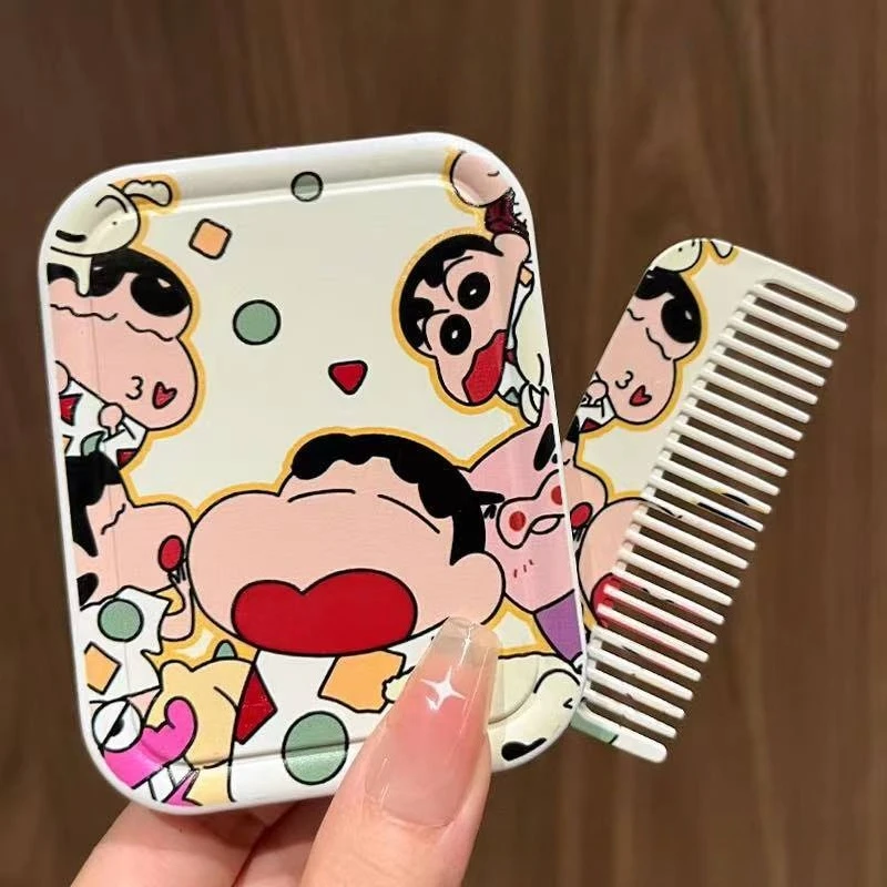 

Cute Crayon ShinChans Handheld Mirror Foldable Mirror Comb Makeup Portable Holiday Girls Cosmetic Mirror Girl Girlfrien Gifts