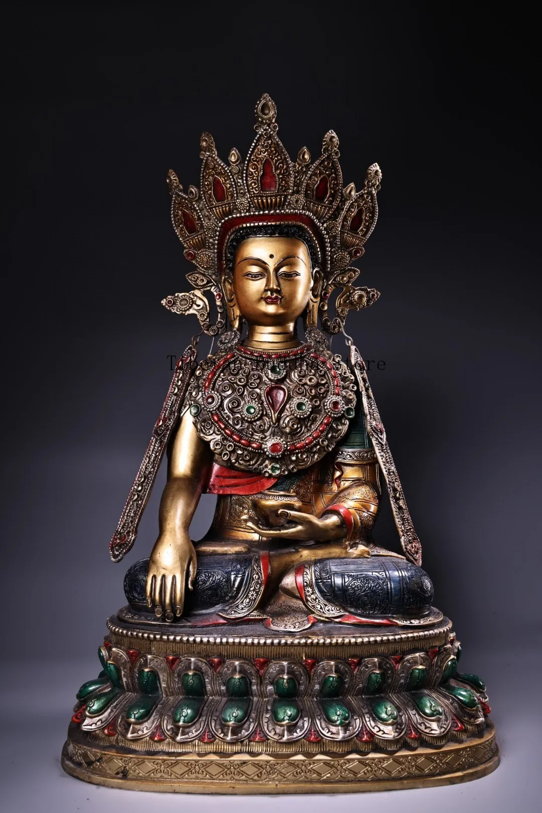 Tibetan copper gilt Buddha pure copper painted gold jue Wo Buddha ornaments home interior decoration Buddhist hall supplies