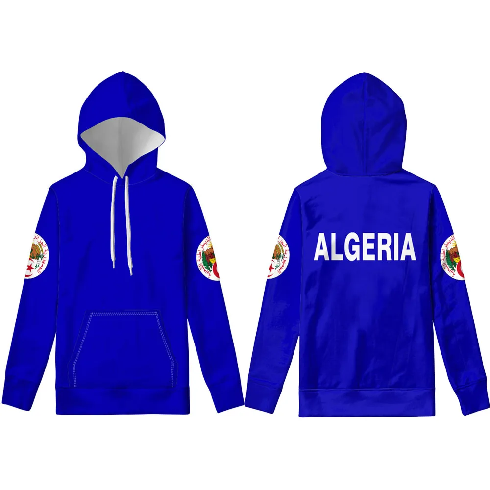 แอลจีเรีย Hoodie ฟรีที่กำหนดเองทำหมายเลขชื่อ Dza เสื้อกันหนาวอิสลาม Diy Arabic Algerie อาหรับพิมพ์ข้อความ Word Flag ภาพเสื้อผ้า