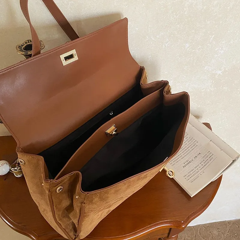 Bolsa feminina de camurça falsa, grande capacidade, inverno, viajante, ombro, mensageiro, grande, totes, viagem, axila