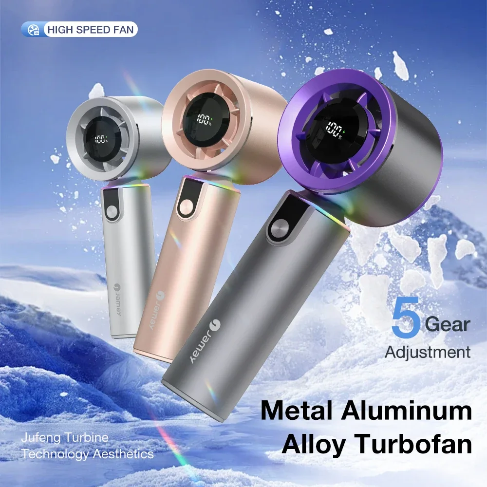 

Портативный ручной вентилятор со светодиодным экраном, 5 регулируемых уровня передач, высокая скорость ветра, срок службы батареи 4000 мАч, летнее охлаждение, турбовентилятор