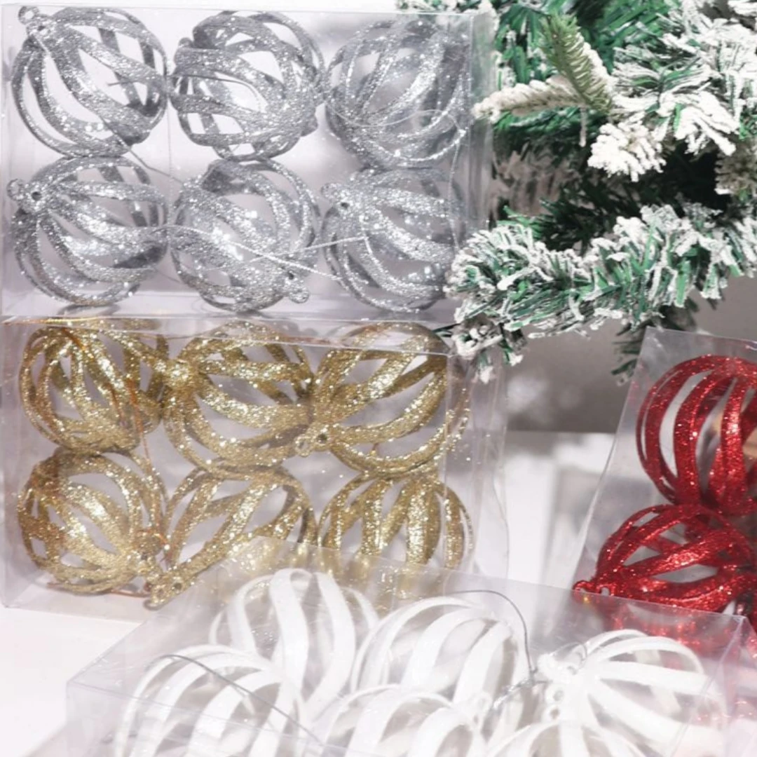 6 قطعة 6 سنتيمتر عيد الميلاد الديكور الجوف عيد الميلاد الكرة معلقة شجرة عيد الميلاد قلادة ديكور المنزل ترتيب الحفلات السنة الجديدة هدية نافيداد
