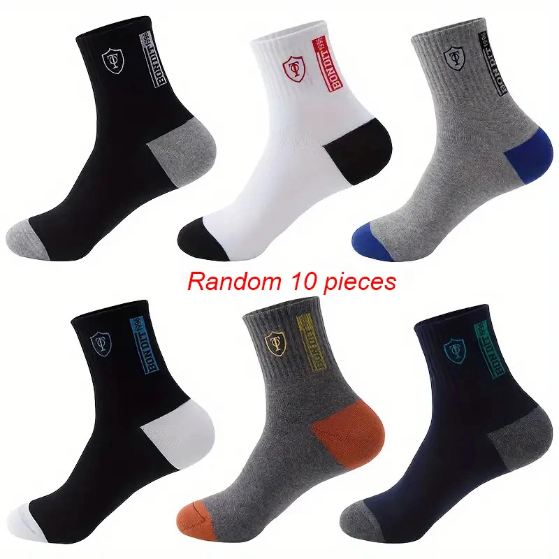 5/10 Pairs Breathable Men Casual Socks Trendy Versatile Autumn Winter Men\'s Socks Sweat Absorbing And Deodorizing Business Socks