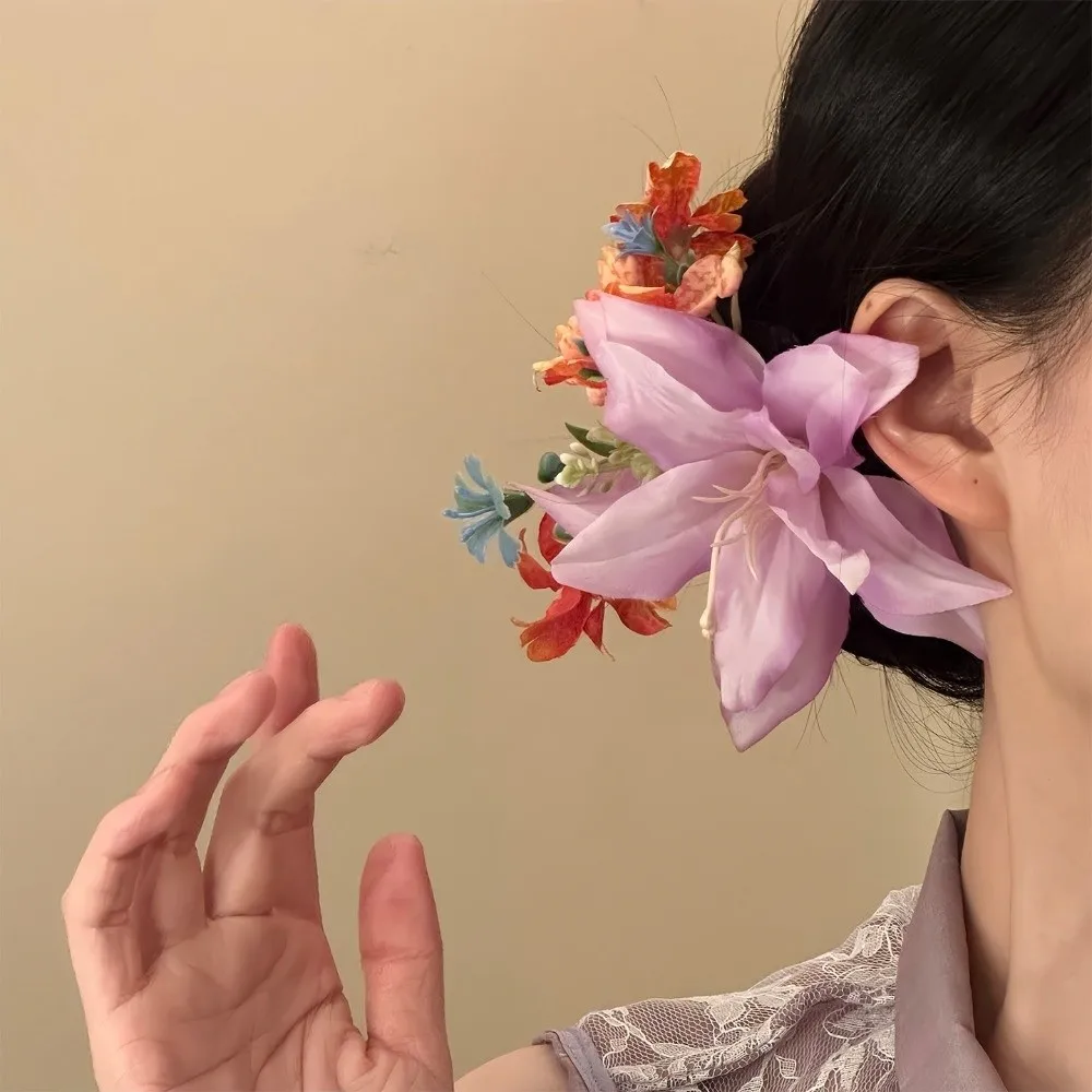 

Elegant Fairy Flower Hair Stick Simulation Flower Bohemian Thai Hair Fork Side Clip Hairpin Bride Hair Accessories Daily