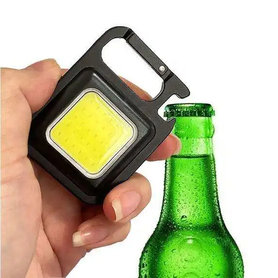 Rechargeable 4 Light Modes Portable Pocket Light Keychain Mini Flashlight With Bottle Opener Magnet Base Folding Bracket