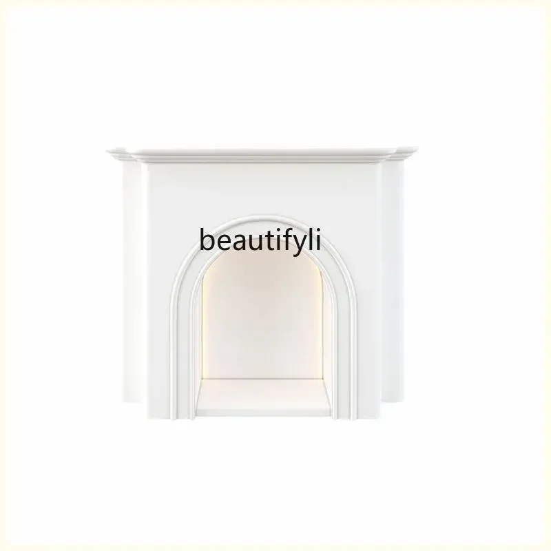 Q181  Artistic Minimalist Fireplace with Lights Multiple Wall Entrance Curio Cabinet Living Room Bedroom Decoration