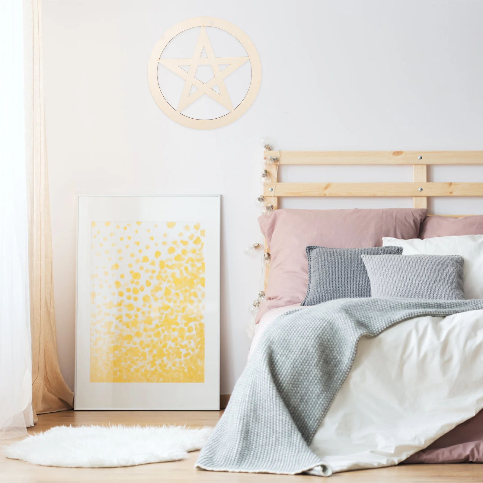 

Wooden Pentacle Pendant Altar Decor Ritual Ornament Cup Coaster For Home Party Decoration Sacrificial Ceremony Retro Style