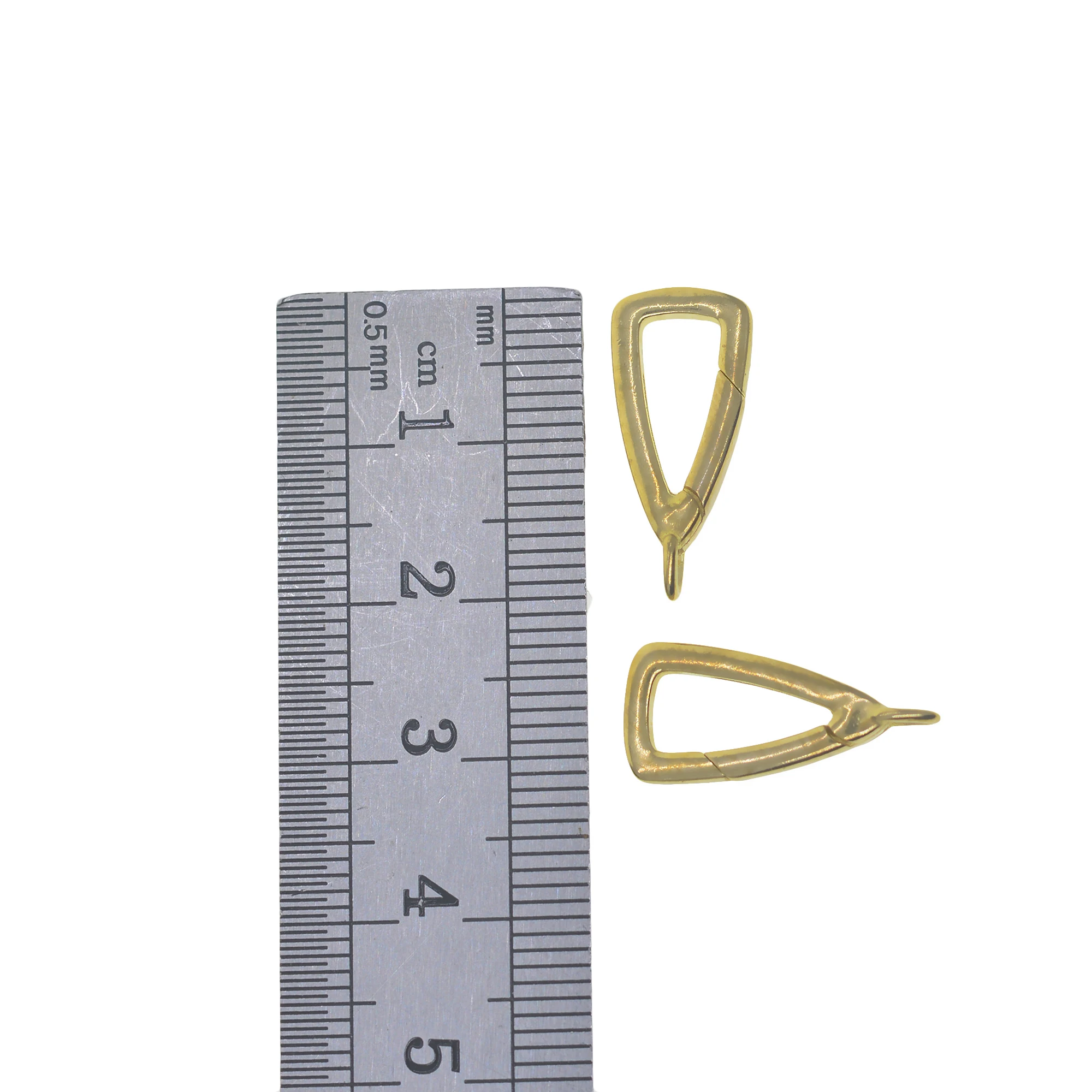 2pcs 0.8inch 20 mm Korea simple triangle Solid Brass Pocket Watch Clip Chain spring Snap Hook Buckle pearl chain DIY links