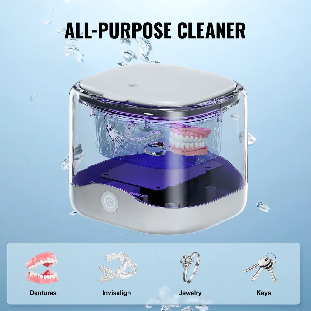 VEVOR Ultrasonic Cleaner for Dentures Retainer Cleaner Machine with UV Light 30W Cleaning Machine