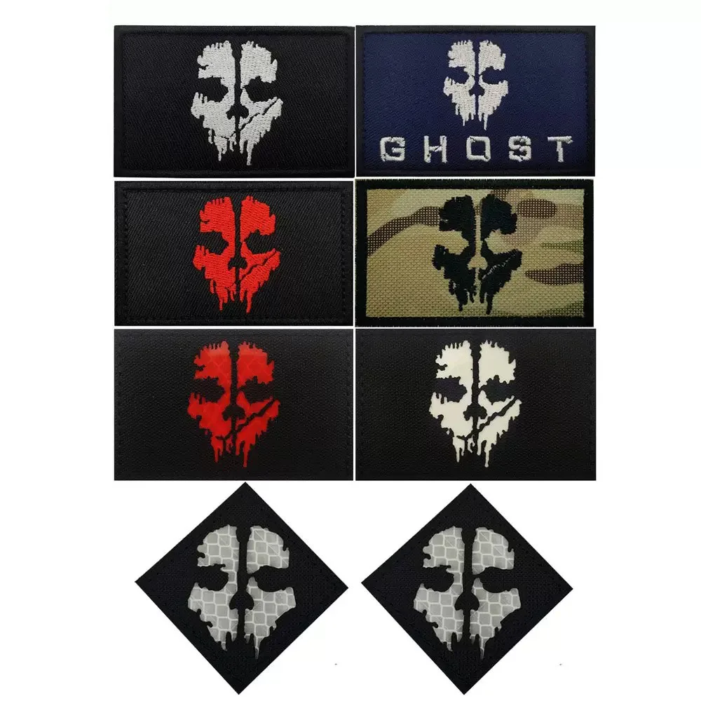 Heye Team tactical combat squad reflective ghost mask hook and loop embroidery patch stickers reflective badge armband gift