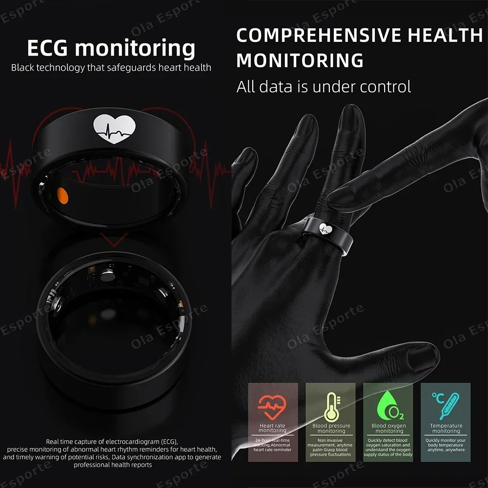 QINO R30 ECG Body Temperature Smart Health Ring Blood Pressure Sleep Monitoring  Waterproof Multiple Sport Modes Smart Ring