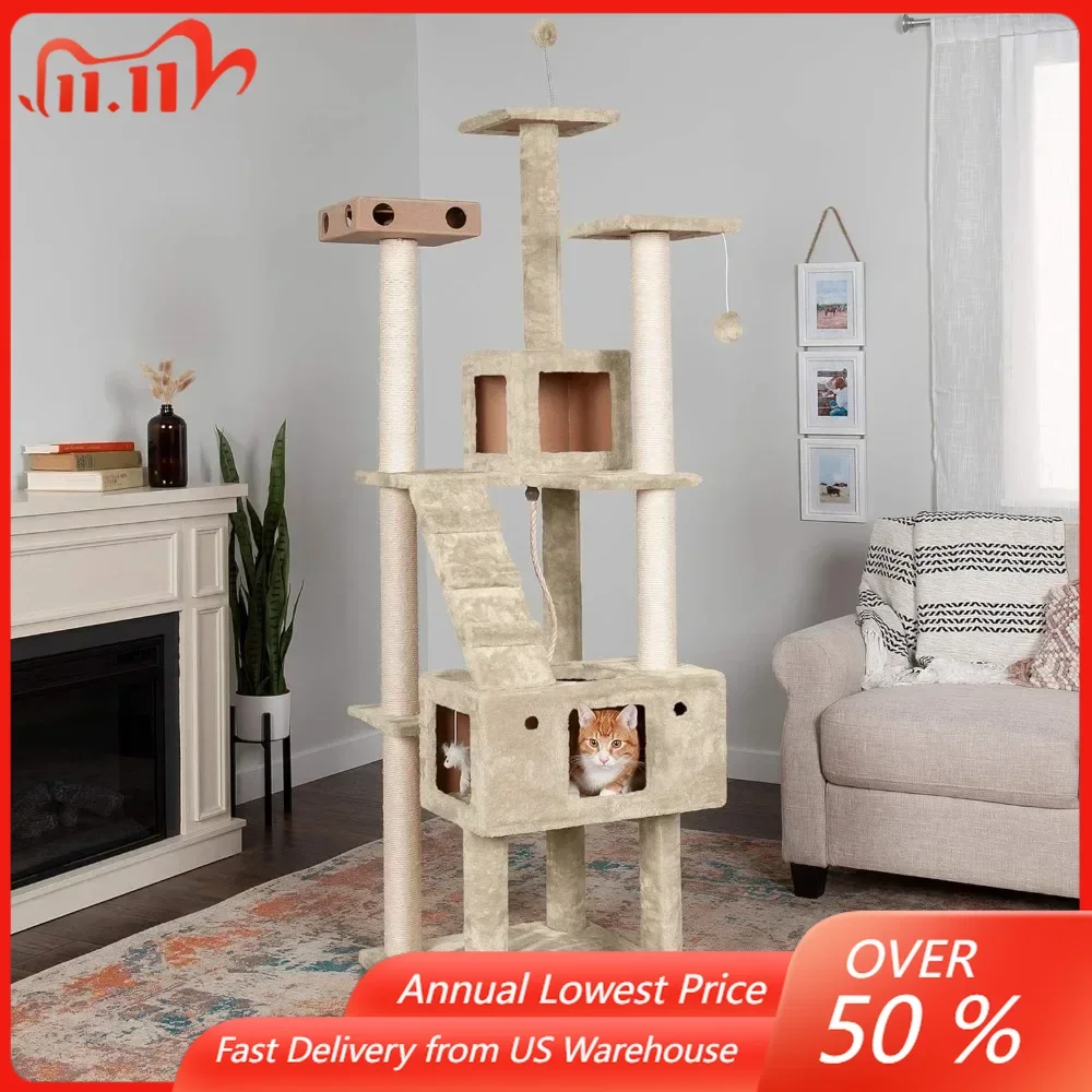 Sisal Scratching Columns Tree for Cats Tall Cat Tree Free Shipping Trees Pet Products Home Garden