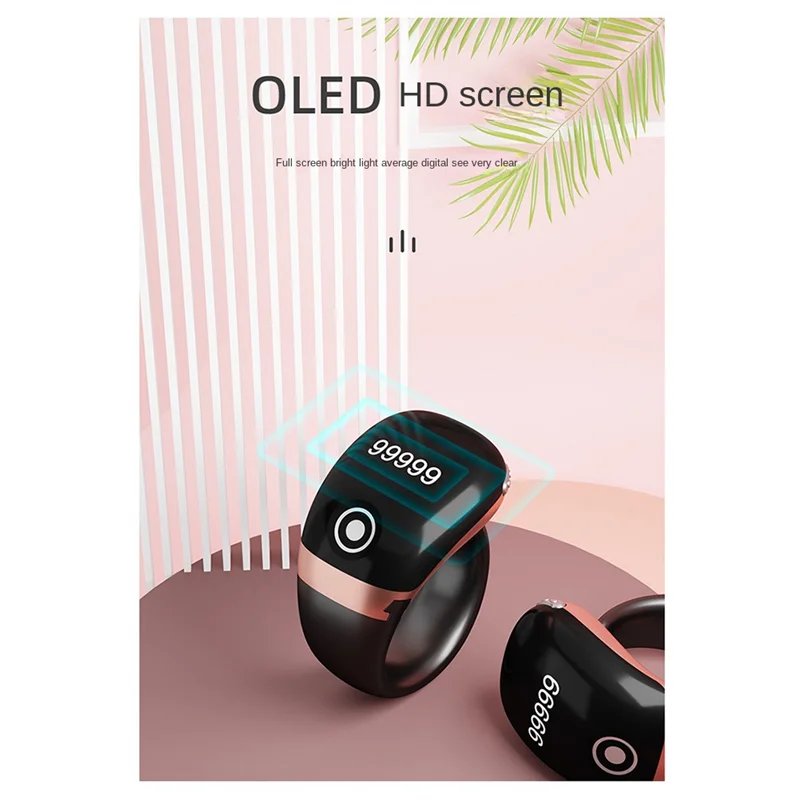 عداد الإصبع الإلكتروني A32T-S7pro مع شاشة OLED عداد حلقي من النوع C للتحكم في تطبيق بلوتوث 0-99999