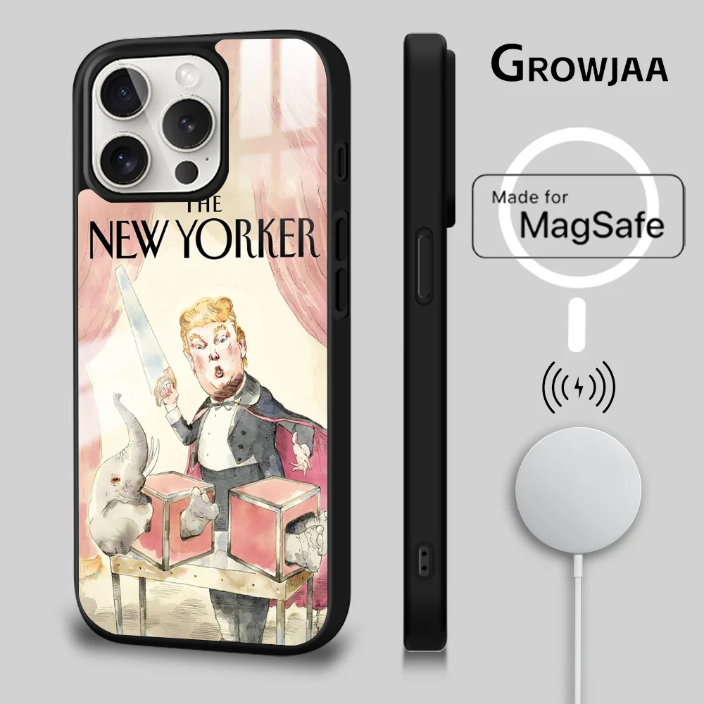 Funny T-TrumP Painting Phone Case For iPhone 16 15 14 13 12 11 Pro Max Plus Mini Magsafe Mirror Wireless Magnetic Cover