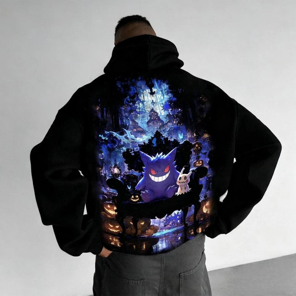 Pok É Mon أنيمي طباعة 2025 الخريف الشتاء جديد الرجال المرأة جديد فضفاض عادية رياضة الهيب هوب القطن الخالص مقنعين البلوز #2