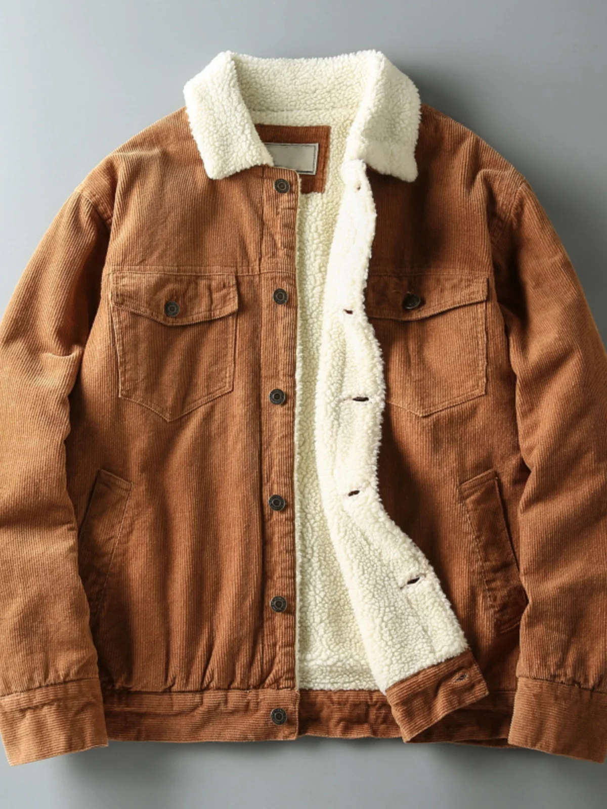 

Мужская модная куртка из вельвета с воротником-стойкой, утепленная флисом, на осень-зиму, в стиле ретро, с подкладкой из овечьего бархата