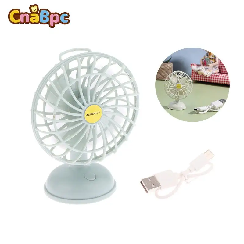 

Dollhouse Miniature Plugged In Desk fan Alloy Fan Simulation Furnishings Model DIY Doll House Decor For Kids Pretend Play Toy