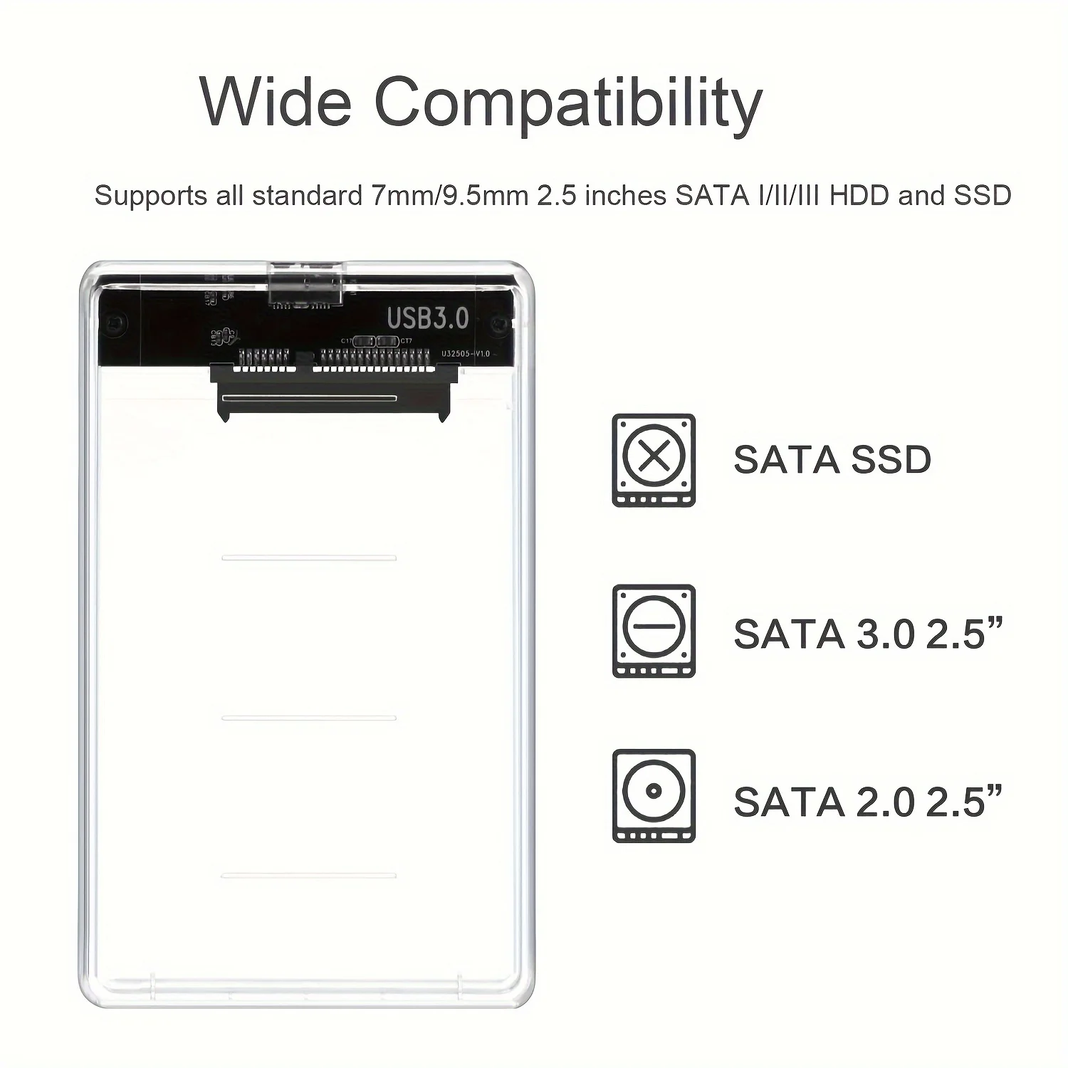 USB3.0 External HDD Case 5Gbps 2.5 Inch Transparent Hard Disk Case Hard Drive Enclosure SATA HDD SSD Storage Case for Laptop PC image 2
