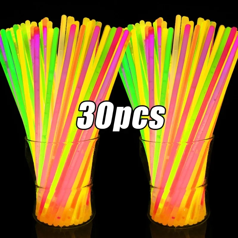 30/1pcs Party Fluorescence Sticks Glow in The Dark DIY Making Bracelets Necklace Colorful Sticks Christmas Wedding Decoration