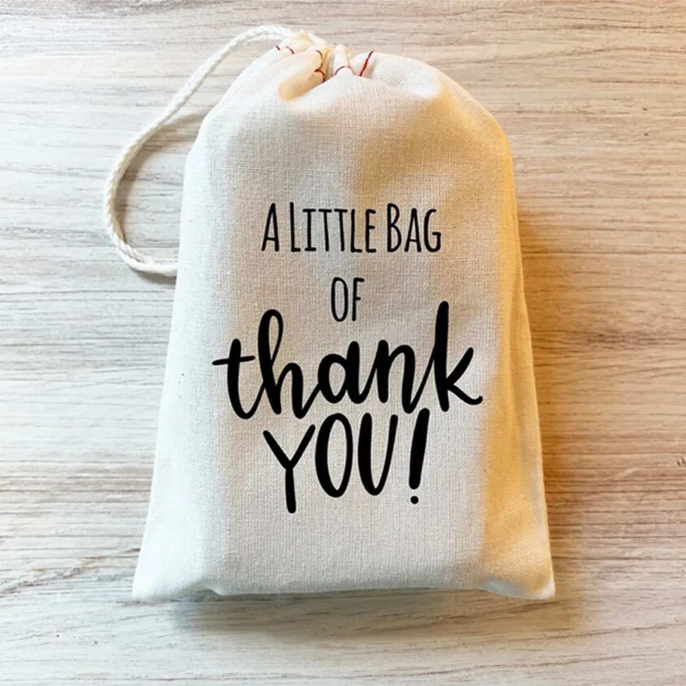 

25PCS Thank You Favor Bag Personalized Baby Shower Wedding Shower Event Thanks bags favors Custom Cotton