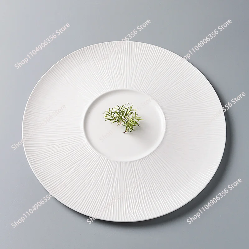 for White Porcelain Western Steak Dinner Plate French Tableware Top-grade Home Kitchen Pasta Vegetable Round Plate