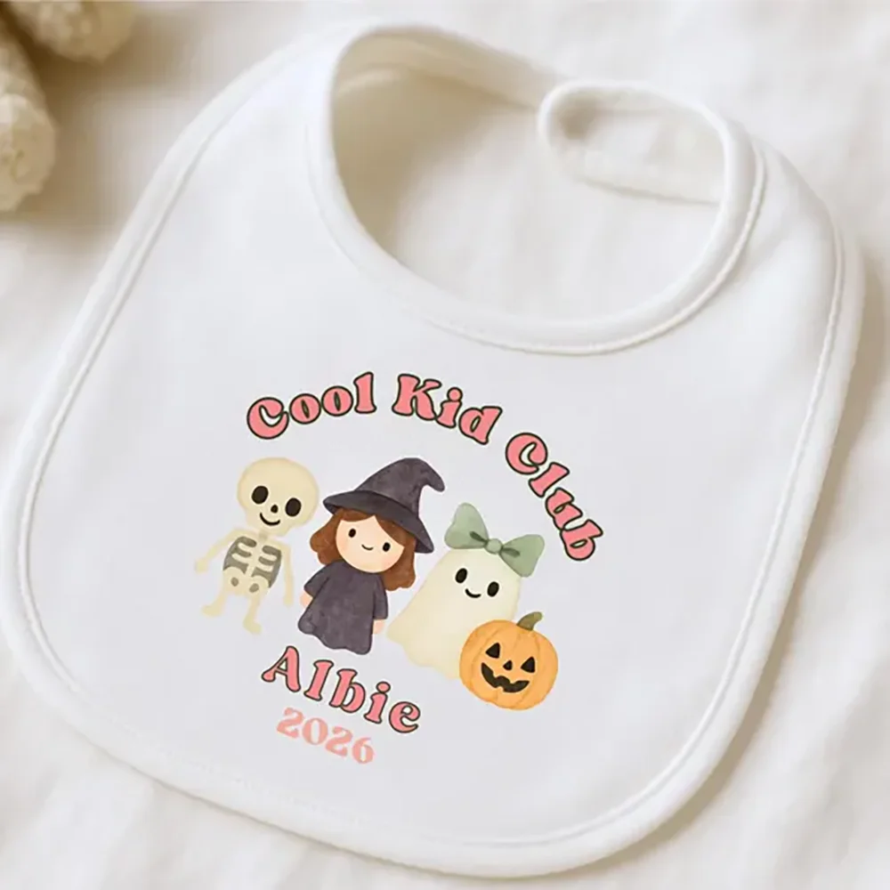 مخصص الطفل الأولى هالوين مريلة الهيكل العظمي الساحرة الأطفال بنين بنات هالوين الخريف ديكور الحفلات الوليد الزي مريلة استحمام الطفل #2