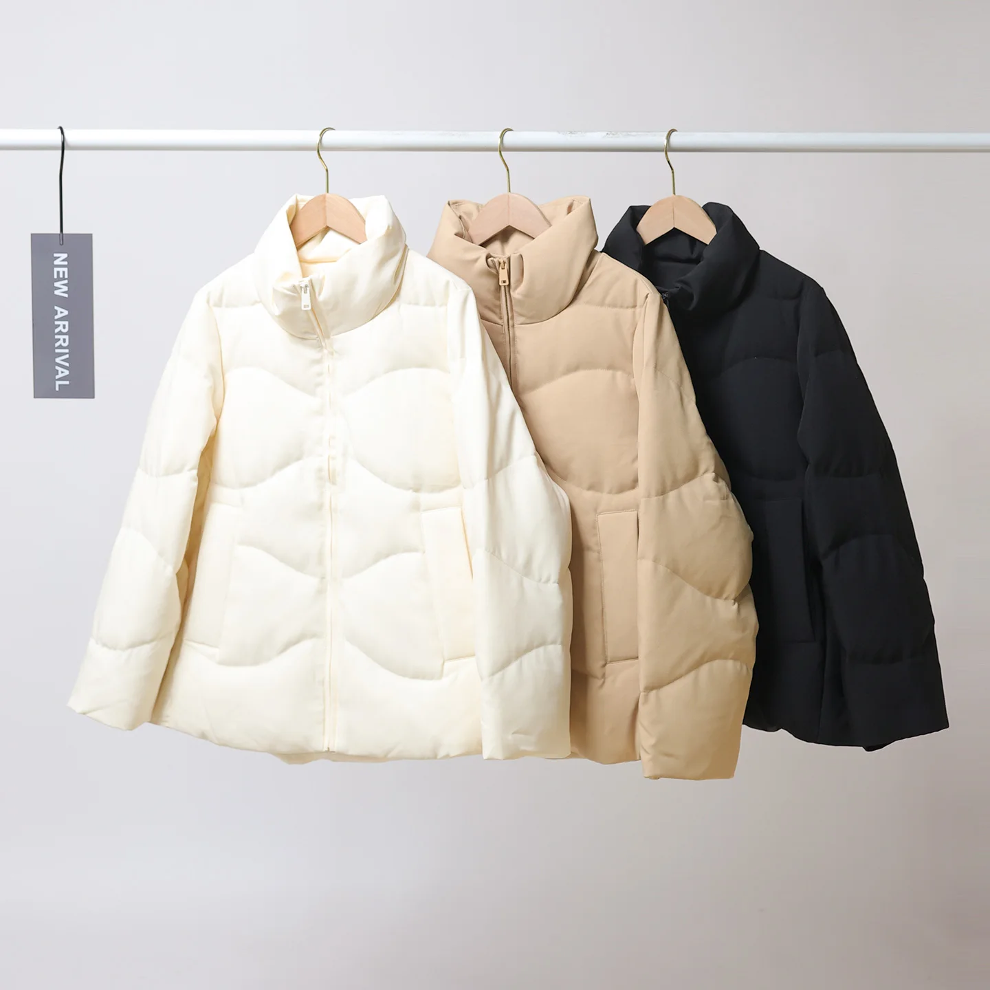 

Модная универсальная легкая теплая пуховая куртка свободного кроя для женщин, зимняя новинка, модель KG360K, с воротником-стойкой, элегантный стиль