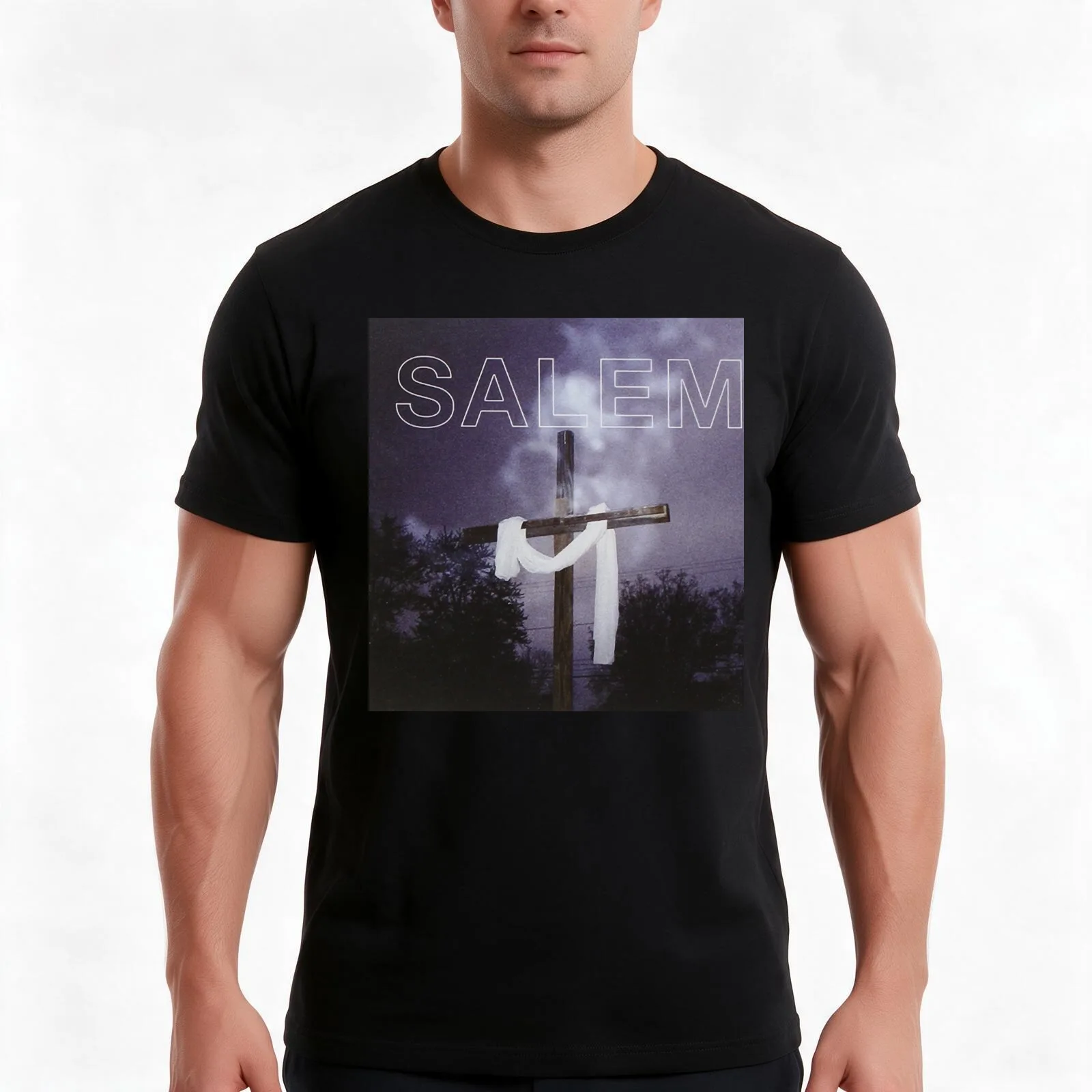 Salem - King Night T-Shirt, Summer Casual Cotton Tee, Oversized Streetwear Tops, Vintage Graphic Print, Loose Fit Short Sleeve