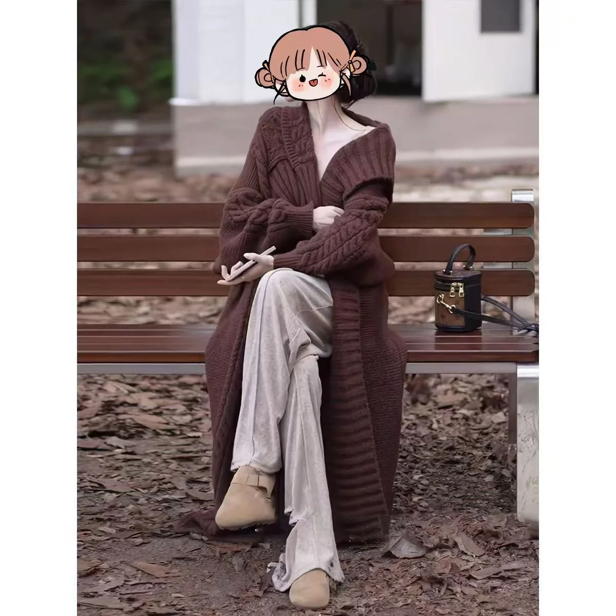 

Mid-Long Cardigans V Neck Womens Spring Stitches Chic Rib-Knit Daily College Half-High Tunic Slouchy Contrasting Raw Ribbing Y2K