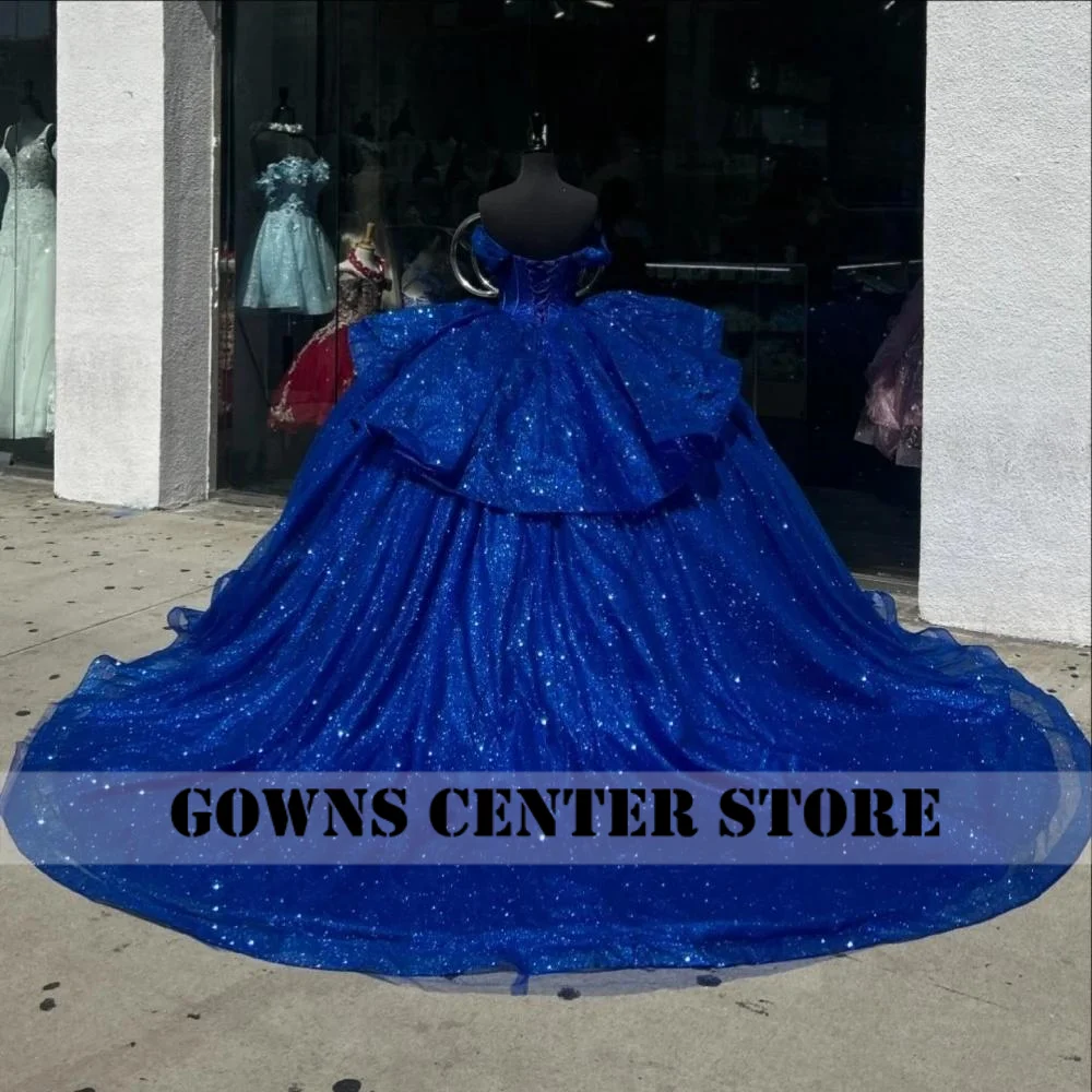 Robe De Quinceanera brillante bleu Royal, princesse douce, robes De fête d'anniversaire pour filles De 15 ans, personnalisées