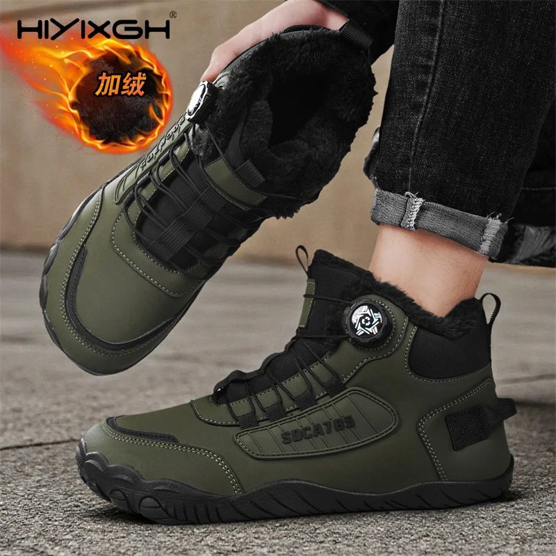 

Wide Barefoot Shoes Men Winter Snow Boots Waterproof Sneakers Super Warm Men's Boots Outdoor Male Hiking Boots Work Shoes Mens