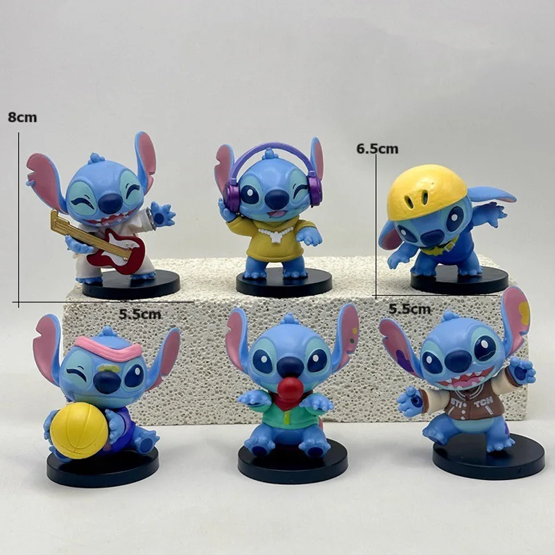 Ensemble de 6 figurines Stitch Anime, mode PVC, modèle de collection, jouets poupées 8cm, figurine d'action pour enfants, en stock