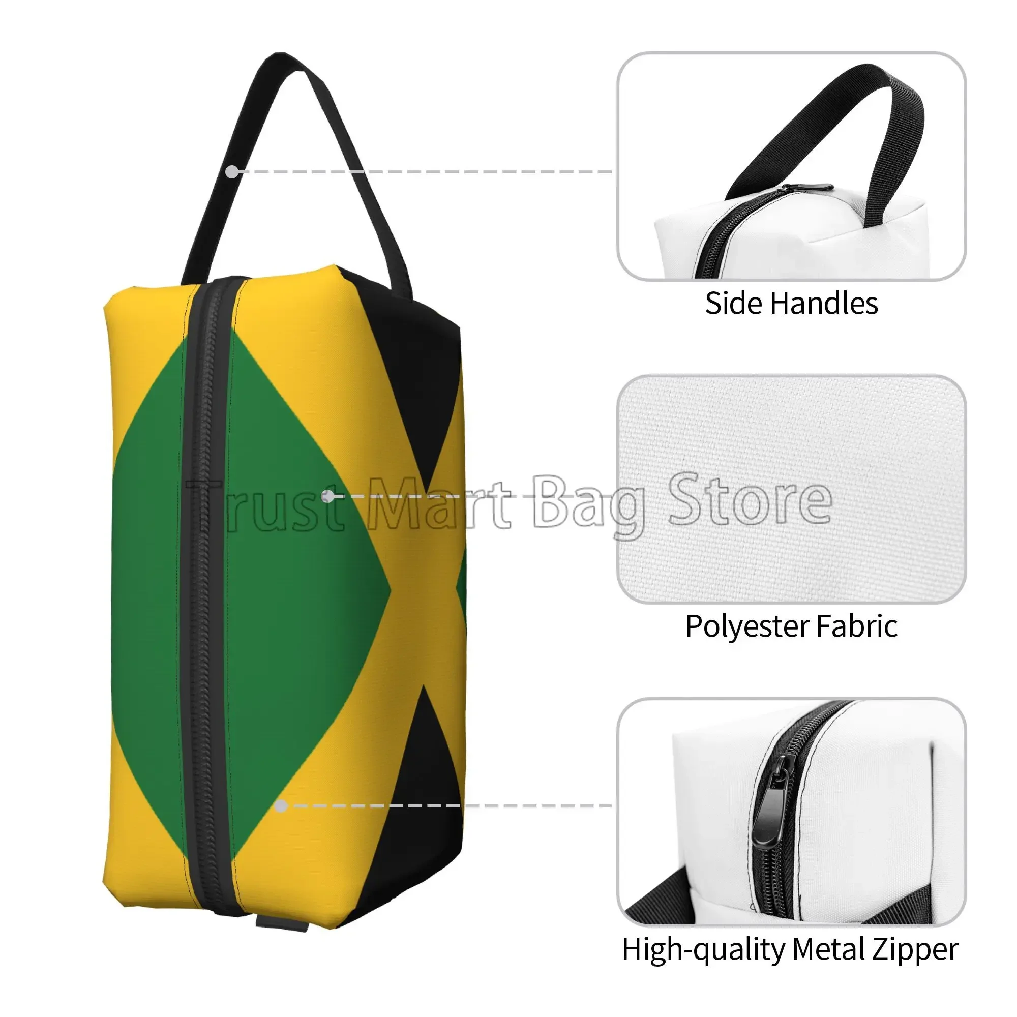 Flag of Jamaica Print Cosmetic Pouch for Women Waterproof Makeup Bags Toiletry Pouch Portable Washing Bag Travel Accessories