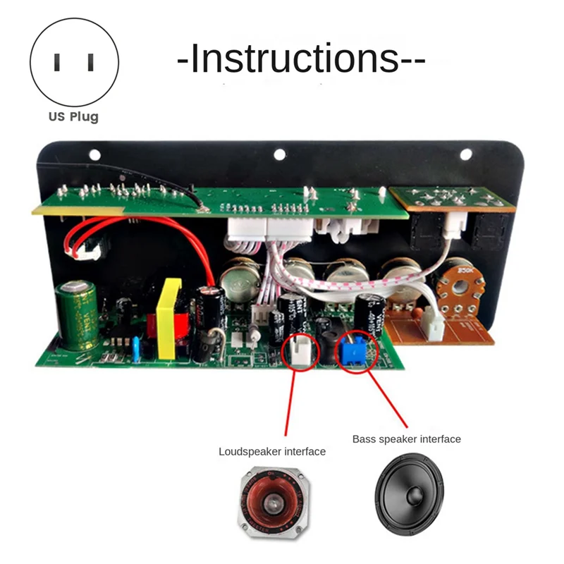 D50 35W Subwoofer Power Amplifier Board with Optical Audio 12V24V220V Bluetooth Audio Amplifier Board for Audio US Plug