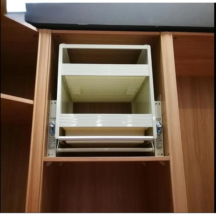 Deepening and Enlarging Storage Lift Basket Built-in Kitchen Cabinet Pull-down High Cabinet Double-layer Hanging Cabinet Basket